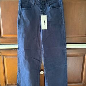 Mica soft, light  Navy Wide Leg Jeans with Button Fly. NWT